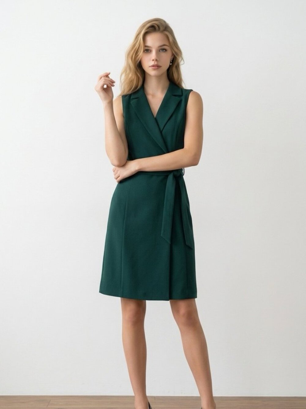 1901 Forest Green Belted Sleeveless Blazer Dress Size 6